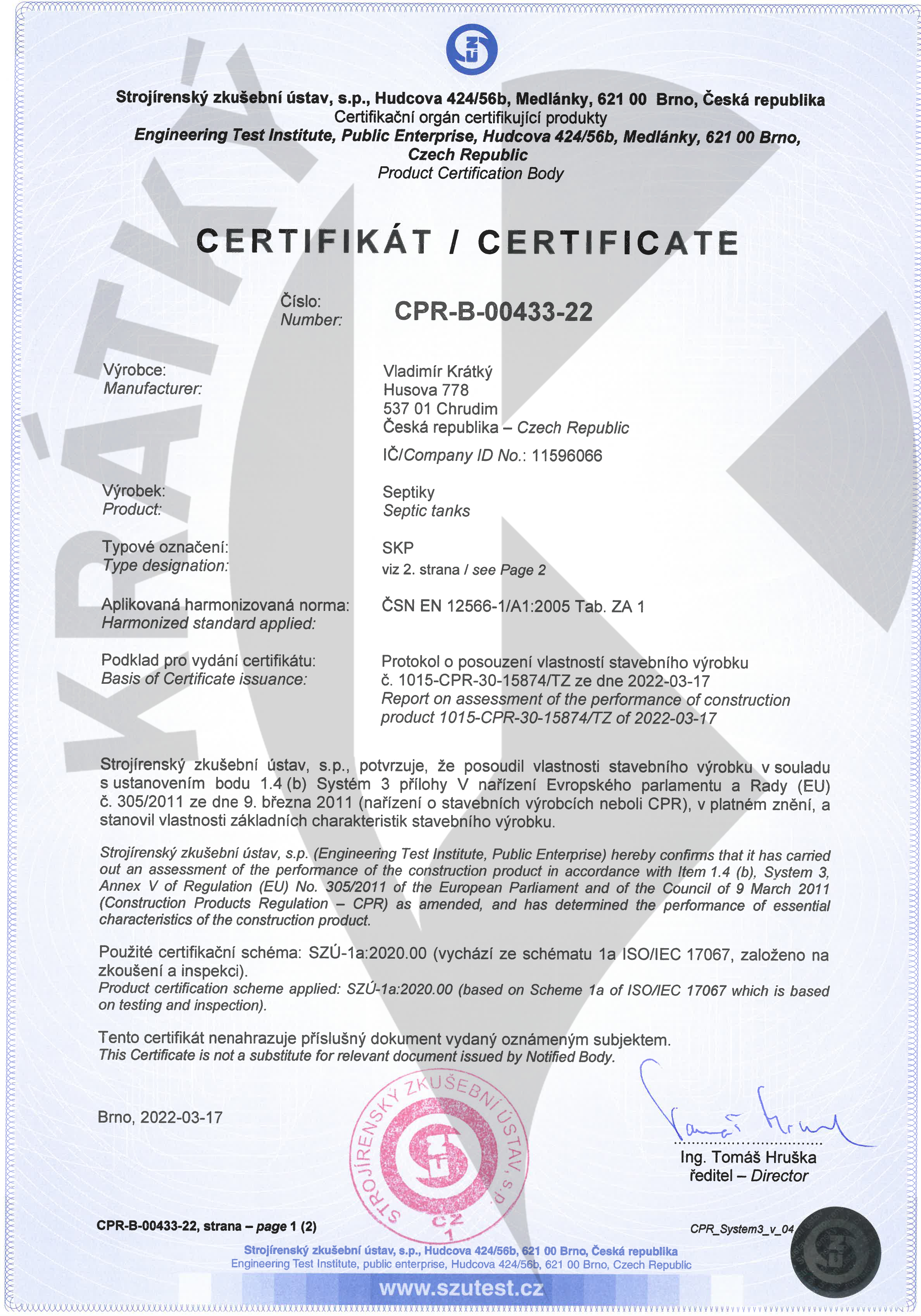 certifikát tříkomorový septik-1